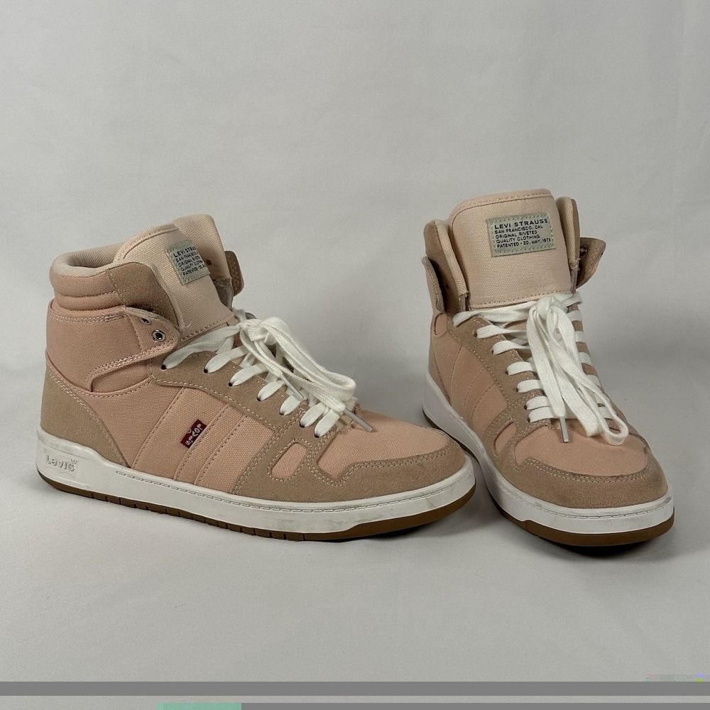 Levi's Womens BB Hi Daze High Top Sneakers 10 Pink Canvas Suede Lace Up Skate